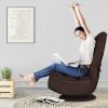 imageGiantex 360 Degree Swivel Gaming Chair 6 Position Adjustable Folding Floor Chair 300lb Spring Support Comfortable Padded Backrest Lazy Sofa Chair Game Rocker for Teens AdultsBrownness