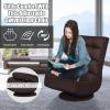 imageGiantex 360 Degree Swivel Gaming Chair 6 Position Adjustable Folding Floor Chair 300lb Spring Support Comfortable Padded Backrest Lazy Sofa Chair Game Rocker for Teens AdultsBrownness