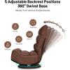 imageGiantex 360 Degree Swivel Gaming Chair 6 Position Adjustable Folding Floor Chair 300lb Spring Support Comfortable Padded Backrest Lazy Sofa Chair Game Rocker for Teens AdultsCoffee