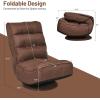imageGiantex 360 Degree Swivel Gaming Chair 6 Position Adjustable Folding Floor Chair 300lb Spring Support Comfortable Padded Backrest Lazy Sofa Chair Game Rocker for Teens AdultsCoffee