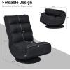 imageGiantex 360 Degree Swivel Gaming Chair 6 Position Adjustable Folding Floor Chair 300lb Spring Support Comfortable Padded Backrest Lazy Sofa Chair Game Rocker for Teens AdultsBlack