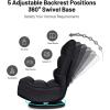 imageGiantex 360 Degree Swivel Gaming Chair 6 Position Adjustable Folding Floor Chair 300lb Spring Support Comfortable Padded Backrest Lazy Sofa Chair Game Rocker for Teens AdultsBlack