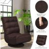 imageGiantex 360 Degree Swivel Gaming Chair 6 Position Adjustable Folding Floor Chair 300lb Spring Support Comfortable Padded Backrest Lazy Sofa Chair Game Rocker for Teens AdultsBrownness