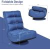 imageGiantex 360 Degree Swivel Gaming Chair 6 Position Adjustable Folding Floor Chair 300lb Spring Support Comfortable Padded Backrest Lazy Sofa Chair Game Rocker for Teens AdultsNavy Blue