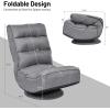 imageGiantex 360 Degree Swivel Gaming Chair 6 Position Adjustable Folding Floor Chair 300lb Spring Support Comfortable Padded Backrest Lazy Sofa Chair Game Rocker for Teens AdultsGrey