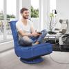 imageGiantex 360 Degree Swivel Gaming Chair 6 Position Adjustable Folding Floor Chair 300lb Spring Support Comfortable Padded Backrest Lazy Sofa Chair Game Rocker for Teens AdultsNavy Blue