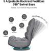 imageGiantex 360 Degree Swivel Gaming Chair 6 Position Adjustable Folding Floor Chair 300lb Spring Support Comfortable Padded Backrest Lazy Sofa Chair Game Rocker for Teens AdultsGrey