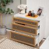imageGiantex 3Drawer Dresser Chest for Bedroom  Storage Chest of Drawers with Antitoppling Device Wide Storage Dresser Bedside Table for Living Room Hallway Rattan Drawer ChestFloor Storage Cabinet