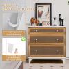 imageGiantex 3Drawer Dresser Chest for Bedroom  Storage Chest of Drawers with Antitoppling Device Wide Storage Dresser Bedside Table for Living Room Hallway Rattan Drawer ChestFloor Storage Cabinet