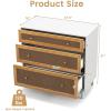imageGiantex 3Drawer Dresser Chest for Bedroom  Storage Chest of Drawers with Antitoppling Device Wide Storage Dresser Bedside Table for Living Room Hallway Rattan Drawer ChestFloor Storage Cabinet