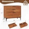 imageGiantex 3Drawer Dresser for Bedroom Multipurpose Chest of Drawers MidCentury Modern Storage Cabinet with AntiTip Kit Clothes Organizer 30W Nightstand for Closet Living Room Entryway Cherry