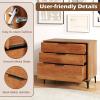 imageGiantex 3Drawer Dresser for Bedroom Multipurpose Chest of Drawers MidCentury Modern Storage Cabinet with AntiTip Kit Clothes Organizer 30W Nightstand for Closet Living Room Entryway Cherry