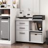 imageGiantex 3Drawer File Cabinet for Office  Home Mobile Lateral Filing Cabinet with Hanging Bars Open Storage Shelves 5 Universal Wheels Printer Stand for Letter Size Storage Cabinet WhiteWhite
