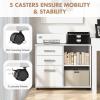 imageGiantex 3Drawer File Cabinet for Office  Home Mobile Lateral Filing Cabinet with Hanging Bars Open Storage Shelves 5 Universal Wheels Printer Stand for Letter Size Storage Cabinet WhiteWhite