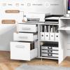 imageGiantex 3Drawer File Cabinet for Office  Home Mobile Lateral Filing Cabinet with Hanging Bars Open Storage Shelves 5 Universal Wheels Printer Stand for Letter Size Storage Cabinet WhiteWhite
