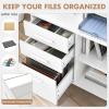 imageGiantex 3Drawer File Cabinet for Office  Home Mobile Lateral Filing Cabinet with Hanging Bars Open Storage Shelves 5 Universal Wheels Printer Stand for Letter Size Storage Cabinet WhiteWhite