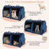 imageGiantex 40 Inch Cat Carrier with Double Compartments Travel Litter Box 2 Removable Hammocks and Mats Portable Cat House Pet Kennel Dog Crate with Carry Bag for Car Trip Camping NavyNavy