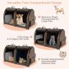 imageGiantex 40 Inch Cat Carrier with Double Compartments Travel Litter Box 2 Removable Hammocks and Mats Portable Cat House Pet Kennel Dog Crate with Carry Bag for Car Trip Camping NavyBrown