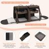 imageGiantex 40 Inch Cat Carrier with Double Compartments Travel Litter Box 2 Removable Hammocks and Mats Portable Cat House Pet Kennel Dog Crate with Carry Bag for Car Trip Camping NavyBrown