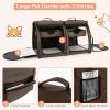 imageGiantex 40 Inch Cat Carrier with Double Compartments Travel Litter Box 2 Removable Hammocks and Mats Portable Cat House Pet Kennel Dog Crate with Carry Bag for Car Trip Camping NavyBrown