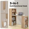 imageGiantex 48 Inch Computer Desk with Bookshelf 3in1 Home Office Desk with 4Tier Bookcase ampamp CPU Stand SpaceSaving Reversible Writing Desk Work Table for Bedroom Study Room Office WhiteNatural