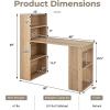 imageGiantex 48 Inch Computer Desk with Bookshelf 3in1 Home Office Desk with 4Tier Bookcase ampamp CPU Stand SpaceSaving Reversible Writing Desk Work Table for Bedroom Study Room Office WhiteNatural