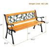 imageGiantex 50 Patio Park Garden Bench Outdoor Furniture Rose Cast Iron Hardwood Frame Porch Loveseat for 2 Person Outdoor Clearance
