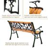 imageGiantex 50 Patio Park Garden Bench Outdoor Furniture Rose Cast Iron Hardwood Frame Porch Loveseat for 2 Person Outdoor Clearance