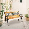 imageGiantex 50 Patio Park Garden Bench Outdoor Furniture Rose Cast Iron Hardwood Frame Porch Loveseat for 2 Person Outdoor Clearance