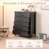 imageGiantex 5Drawer Dresser for Bedroom 415quot Storage Cabinet with 5 Drawers AntiTip Kit Multipurpose Clothes Organizer Chest of Drawers for Closet Nursery Entryway Storage Floor Cabinet BlackBlack