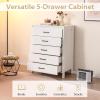 imageGiantex 5Drawer Dresser for Bedroom 415quot Storage Cabinet with 5 Drawers AntiTip Kit Multipurpose Clothes Organizer Chest of Drawers for Closet Nursery Entryway Storage Floor Cabinet BlackWhite