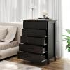 imageGiantex 5Drawer Dresser for Bedroom 415quot Storage Cabinet with 5 Drawers AntiTip Kit Multipurpose Clothes Organizer Chest of Drawers for Closet Nursery Entryway Storage Floor Cabinet BlackBlack