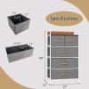 imageGiantex 5Drawer Fabric Dresser for Bedroom  39quot Tall Storage Tower wFoldable Drawers ampamp Open Shelves Metal Frame Storage Drawers Unit Chest of Drawers for Entryway Closet Storage Cabinet CreamGrey
