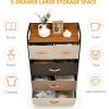 imageGiantex 5Drawer Fabric Dresser for Bedroom  39quot Tall Storage Tower wFoldable Drawers ampamp Open Shelves Metal Frame Storage Drawers Unit Chest of Drawers for Entryway Closet Storage Cabinet CreamCream