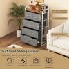 imageGiantex 5Drawer Fabric Dresser for Bedroom  39quot Tall Storage Tower wFoldable Drawers ampamp Open Shelves Metal Frame Storage Drawers Unit Chest of Drawers for Entryway Closet Storage Cabinet CreamGrey