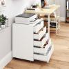 imageGiantex 5Drawer Storage Cabinet Mobile Lateral File Cabinet with Drawers Wheels Rolling Chest of Drawers 195quot x 16quot x 255quot for Office Under Desk Living Room StudyWhite