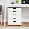 imageGiantex 5Drawer Storage Cabinet Mobile Lateral File Cabinet with Drawers Wheels Rolling Chest of Drawers 195quot x 16quot x 255quot for Office Under Desk Living Room StudyWhite