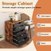 imageGiantex 5Drawer Storage Cabinet Mobile Lateral File Cabinet with Drawers Wheels Rolling Chest of Drawers 195quot x 16quot x 255quot for Office Under Desk Living Room StudyRustic Brownblack