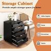 imageGiantex 5Drawer Storage Cabinet Mobile Lateral File Cabinet with Drawers Wheels Rolling Chest of Drawers 195quot x 16quot x 255quot for Office Under Desk Living Room StudyBlack