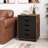 imageGiantex 5Drawer Storage Cabinet Mobile Lateral File Cabinet with Drawers Wheels Rolling Chest of Drawers 195quot x 16quot x 255quot for Office Under Desk Living Room StudyRustic Brownblack