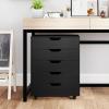 imageGiantex 5Drawer Storage Cabinet Mobile Lateral File Cabinet with Drawers Wheels Rolling Chest of Drawers 195quot x 16quot x 255quot for Office Under Desk Living Room StudyBlack