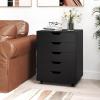 imageGiantex 5Drawer Storage Cabinet Mobile Lateral File Cabinet with Drawers Wheels Rolling Chest of Drawers 195quot x 16quot x 255quot for Office Under Desk Living Room StudyBlack