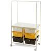 imageGiantex 6 Drawer Storage Cart Office School Organizer Cart Rolling Drawer Cart for Tools Scrapbook Paper or Bathroom Storage Shelf Beige Yellow ampamp Black