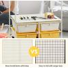 imageGiantex 6 Drawer Storage Cart Office School Organizer Cart Rolling Drawer Cart for Tools Scrapbook Paper or Bathroom Storage Shelf Beige Yellow ampamp Black