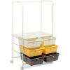 imageGiantex 6 Drawer Storage Cart Office School Organizer Cart Rolling Drawer Cart for Tools Scrapbook Paper or Bathroom Storage Shelf Beige Yellow ampamp Black