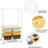 imageGiantex 6 Drawer Storage Cart Office School Organizer Cart Rolling Drawer Cart for Tools Scrapbook Paper or Bathroom Storage Shelf Beige Yellow ampamp Black