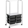 imageGiantex 6 Drawer Storage Cart Office School Organizer Cart Rolling Drawer Cart for Tools Scrapbook Paper or Bathroom Storage Shelf Black