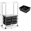 imageGiantex 6 Drawer Storage Cart Office School Organizer Cart Rolling Drawer Cart for Tools Scrapbook Paper or Bathroom Storage Shelf Black
