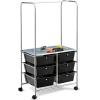imageGiantex 6 Drawer Storage Cart Office School Organizer Cart Rolling Drawer Cart for Tools Scrapbook Paper or Bathroom Storage Shelf Black