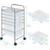 imageGiantex 6 Storage Drawer Cart Rolling Organizer Cart for Tools Scrapbook Paper Home Office School Multipurpose Mobile Utility Cart Beige ampamp YellowClear White